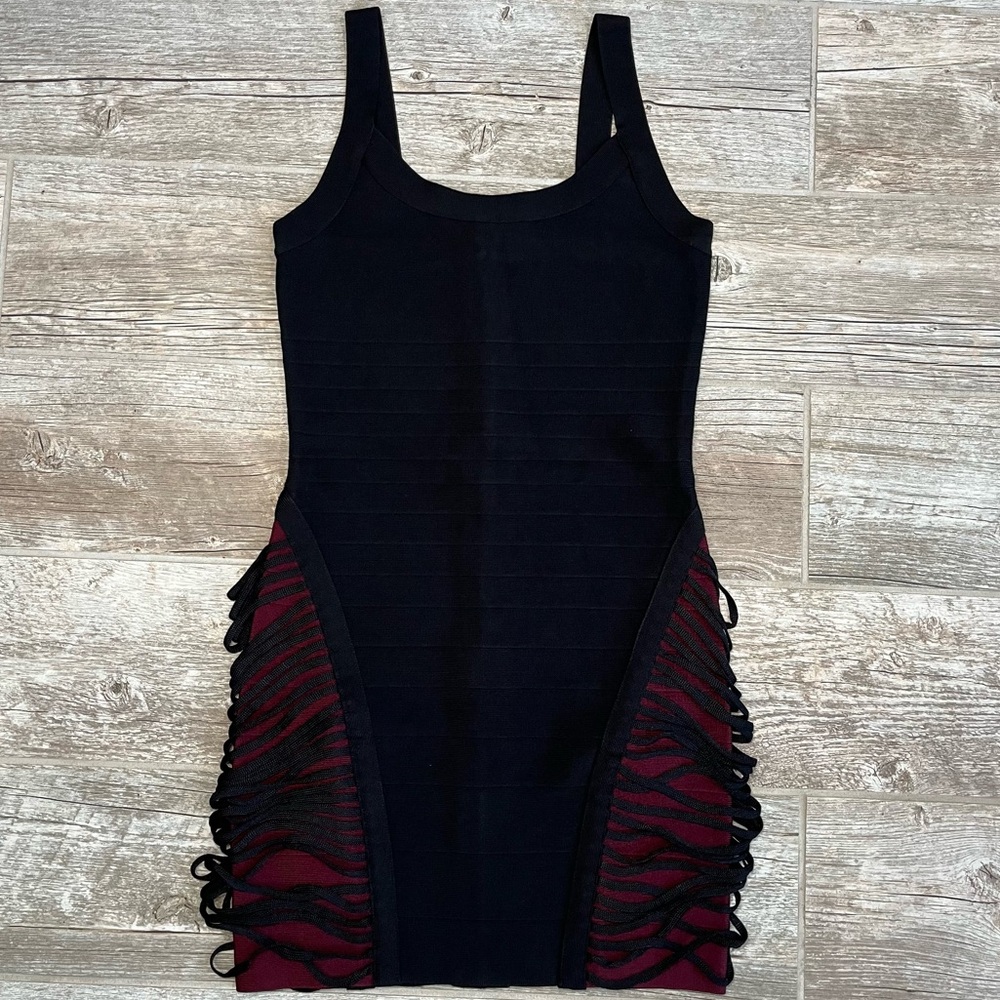 MARCIANO Bodycon Mini Dress with Fringe